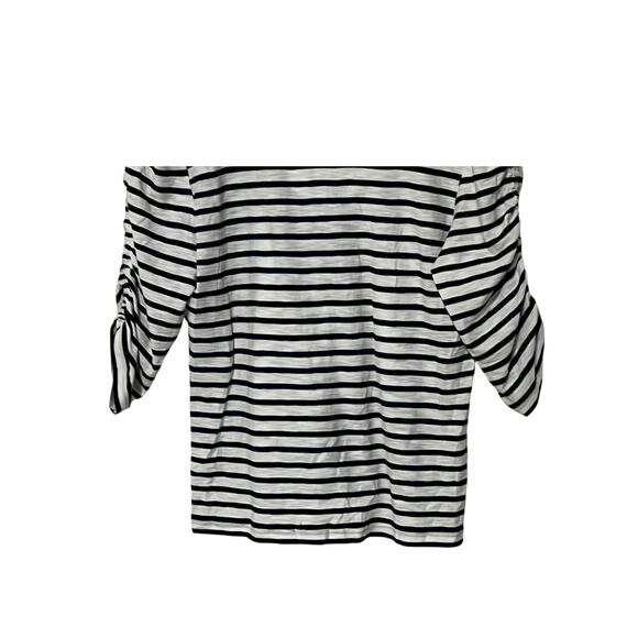 VERONICA BEARD TOP WOMENS SIZE SMALL NETTO TEE SHIRT PUFF SLEEVE NAVY WHITE - Picture 11 of 15